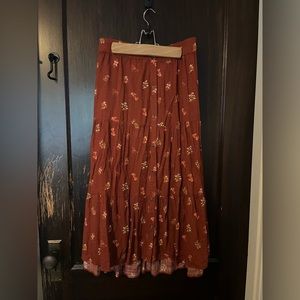 Burgundy Floral Boho Skirt